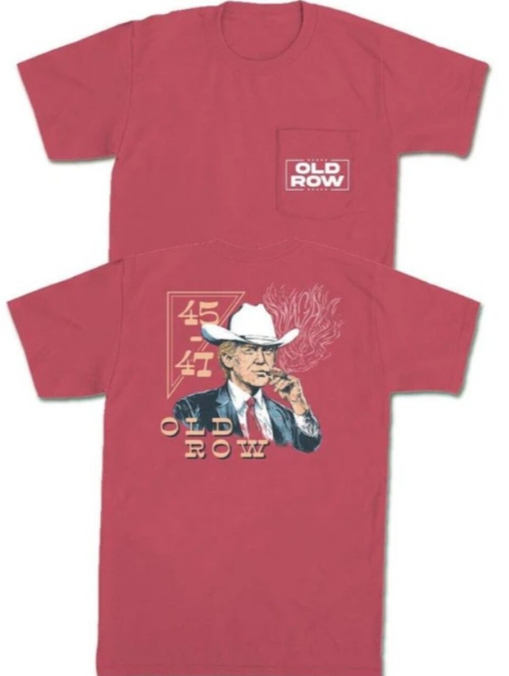 Old Row America FirstCowboy Trump Pocket TeeT Shirt Washed Red Size Xlarge